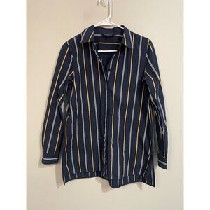 Lafayette 148 Brayden Riverside Stripe‎ Tunic Button Up Shirt Size Small